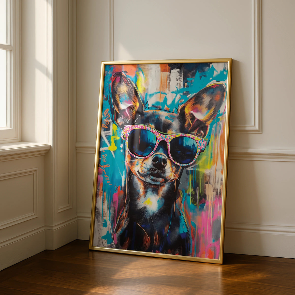 Playful Dog Wall Art, Colourful Pet Print, Funky Dog Portrait, Modern Home Decor, Pet Lover Gift