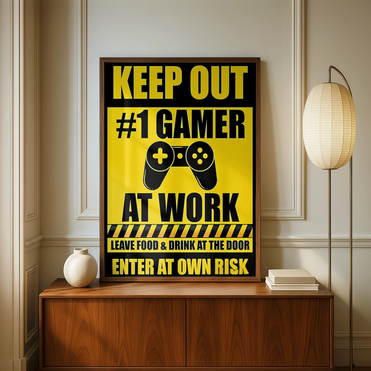 Gamer Warning Sign, Keep Out #1 Gamer at Work, Funny Gaming Decor, Video Game Poster, Enter at Own