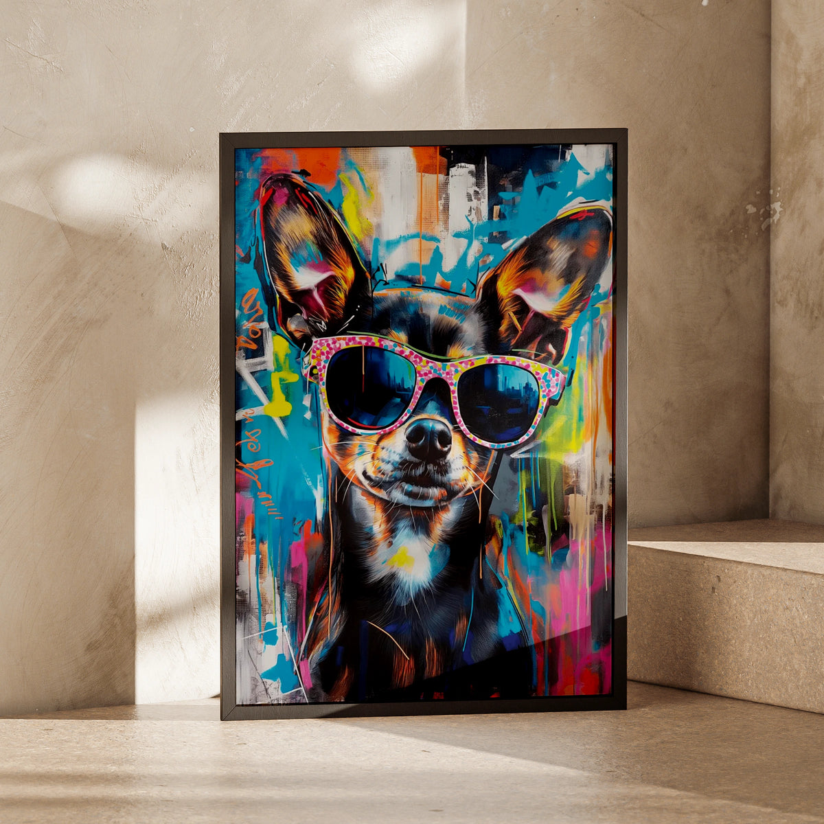 Playful Dog Wall Art, Colourful Pet Print, Funky Dog Portrait, Modern Home Decor, Pet Lover Gift