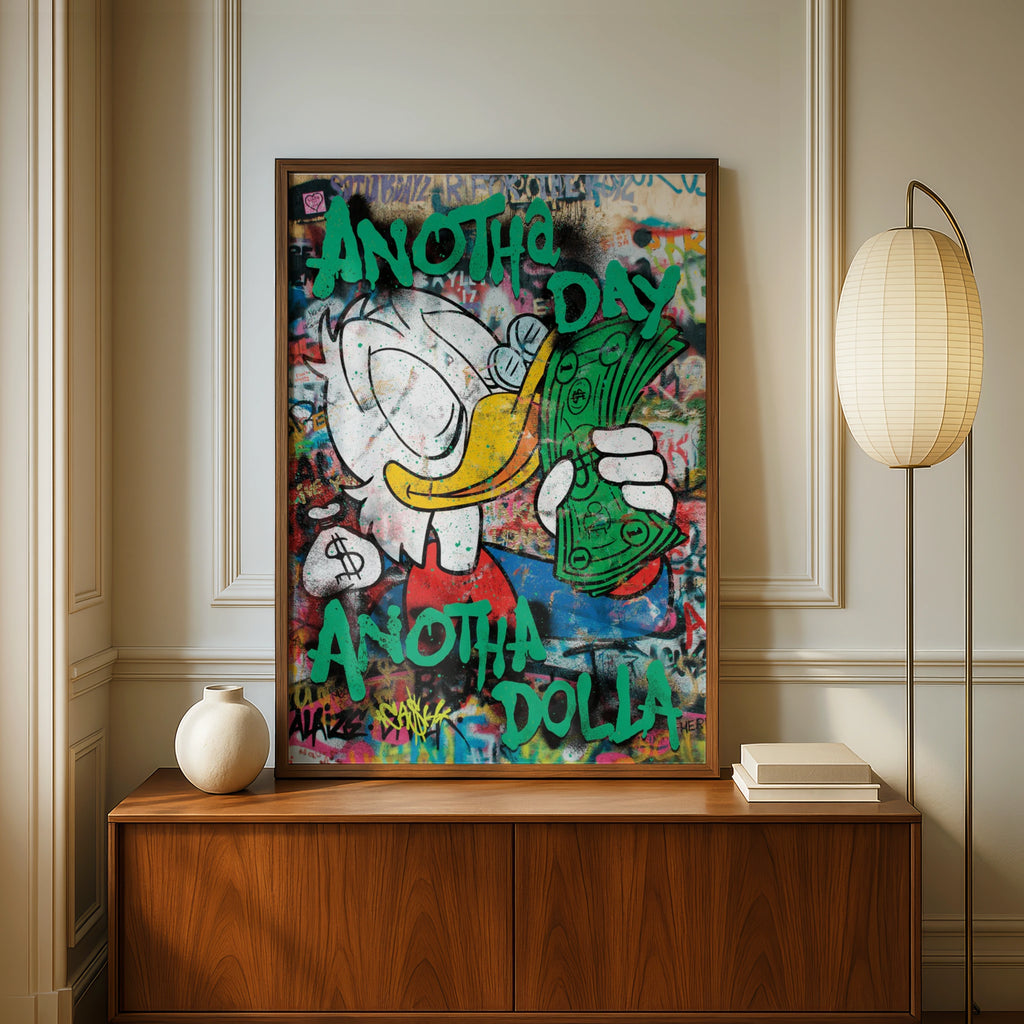 Another Day, Another Dollar Street Art Poster, Urban Wall Decor, Colourful Graffiti Art Print