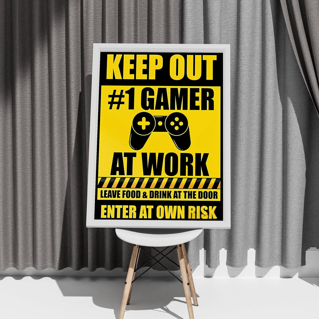 Gamer Warning Sign, Keep Out #1 Gamer at Work, Funny Gaming Decor, Video Game Poster, Enter at Own