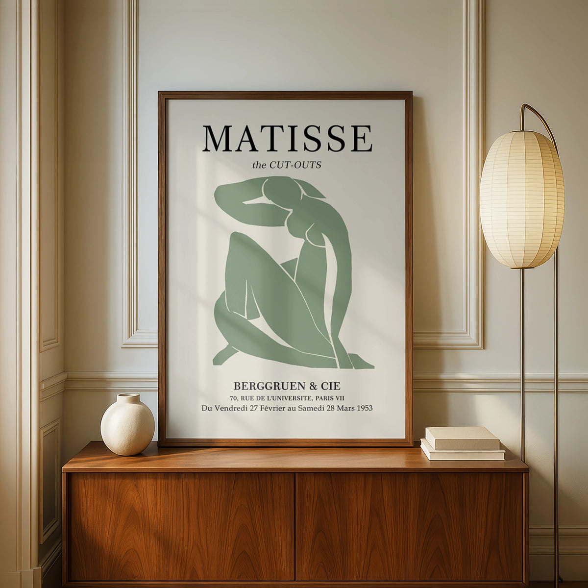 Matisse Cut-Out Art Print, Abstract Figure Poster, Minimalist Wall Decor, Green Nude Silhouette