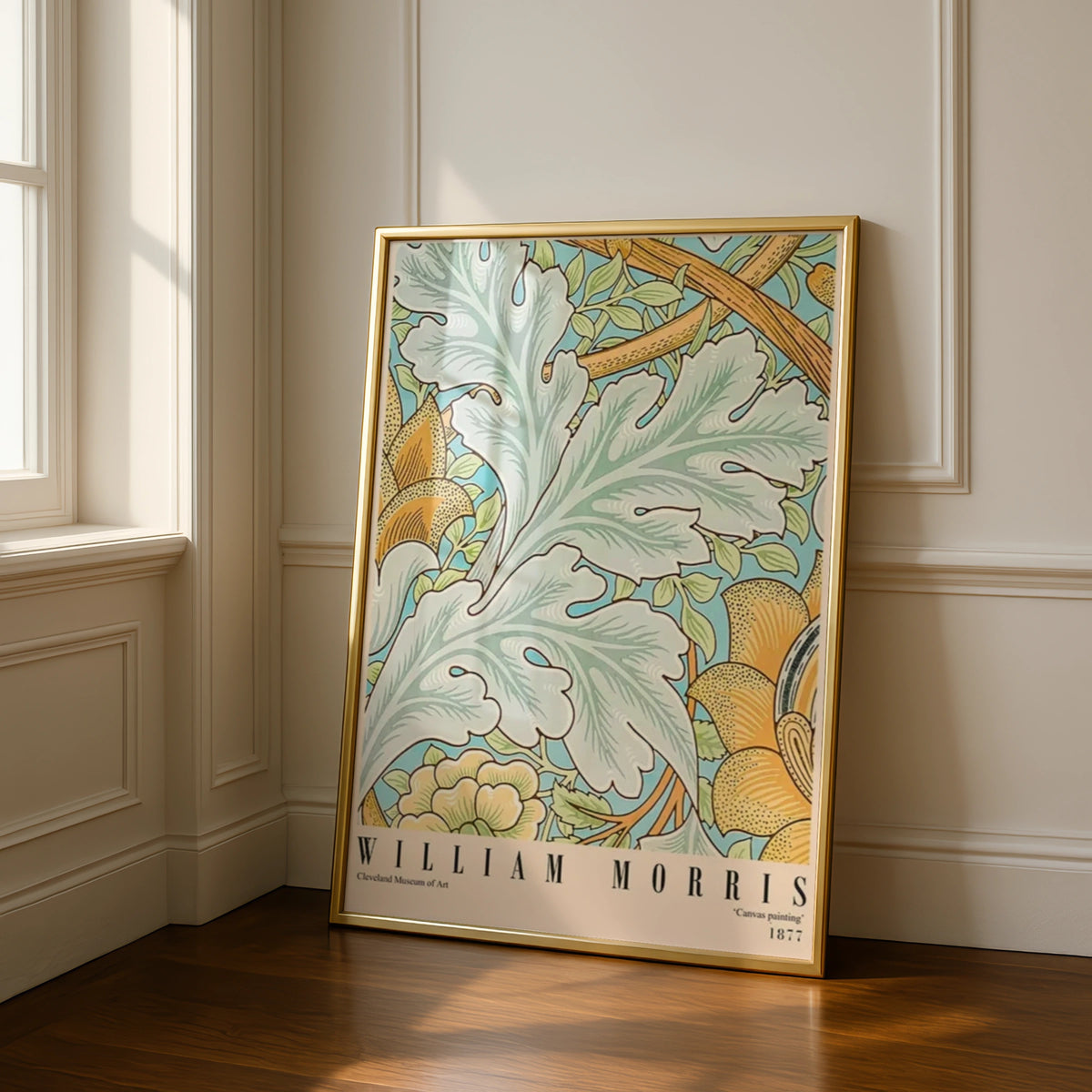 William Morris Botanical Art Print, Floral Canvas Painting, Vintage Wall Decor, Nature Illustration