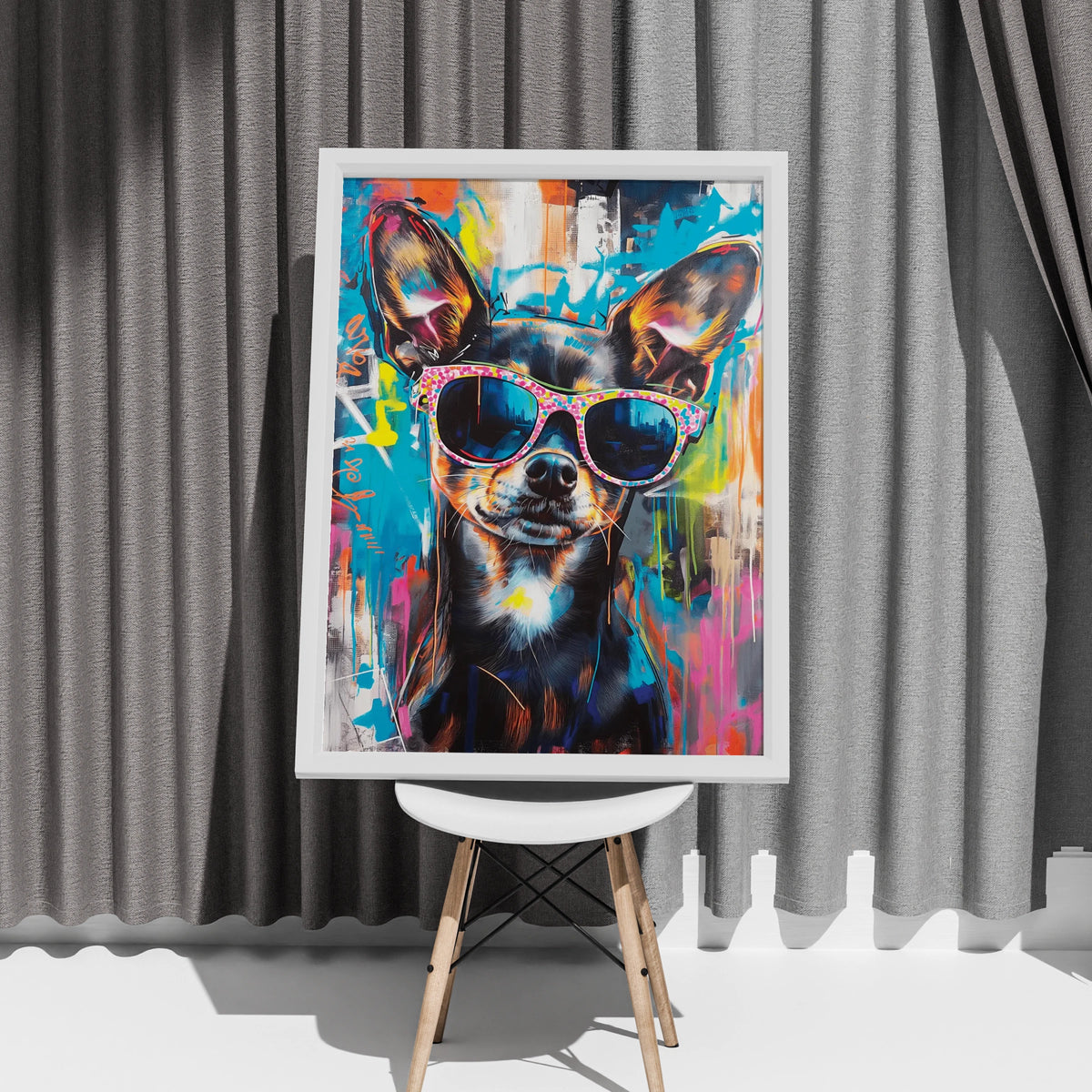 Playful Dog Wall Art, Colourful Pet Print, Funky Dog Portrait, Modern Home Decor, Pet Lover Gift