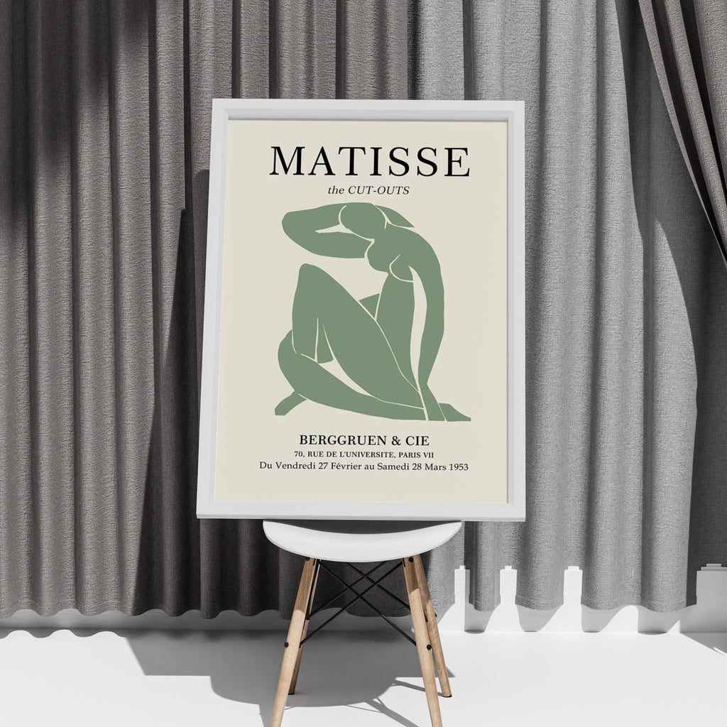 Matisse Cut-Out Art Print, Abstract Figure Poster, Minimalist Wall Decor, Green Nude Silhouette