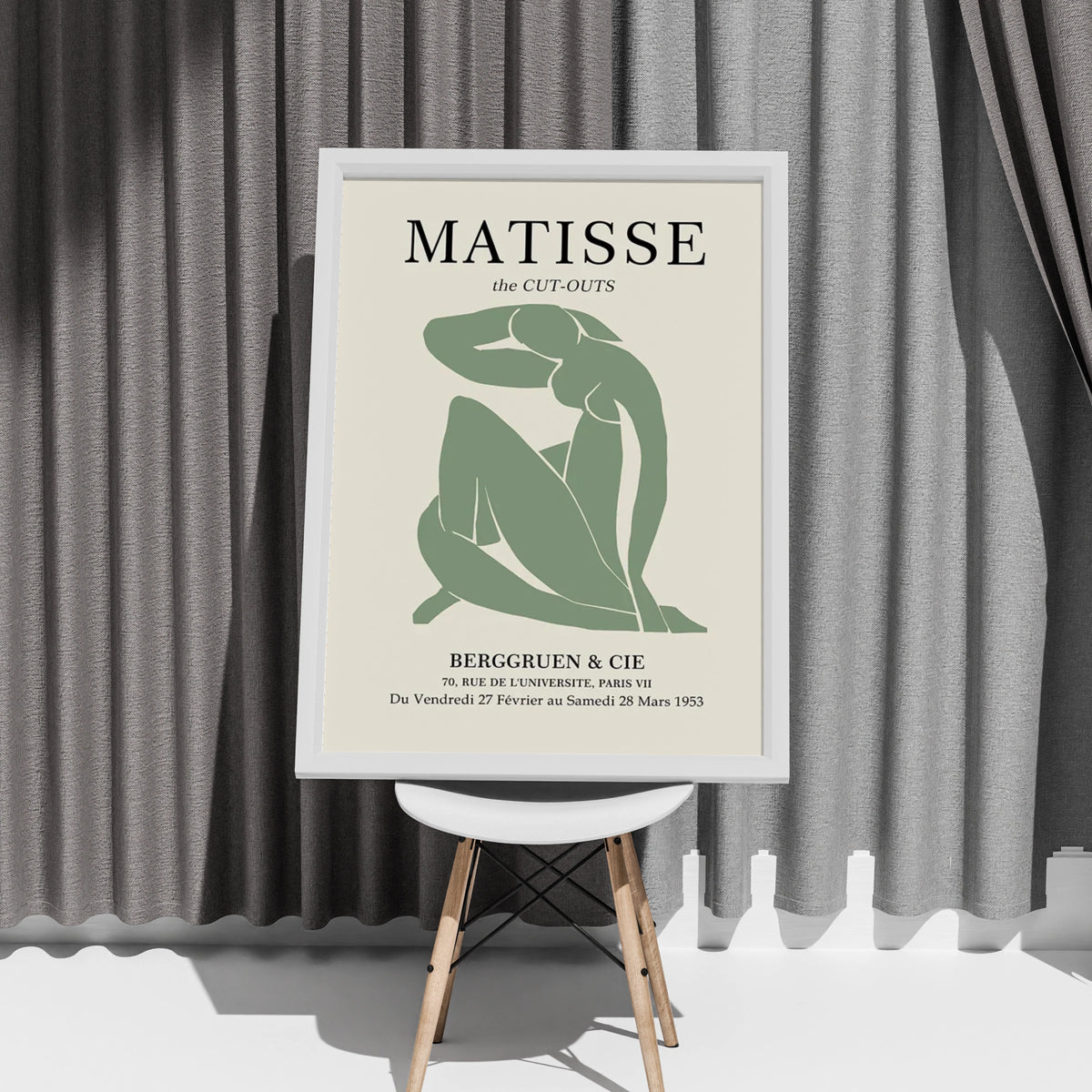 Matisse Cut-Out Art Print, Abstract Figure Poster, Minimalist Wall Decor, Green Nude Silhouette