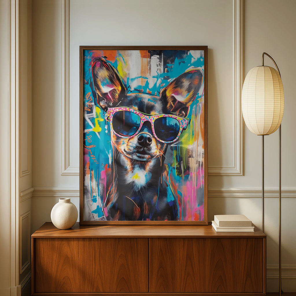 Playful Dog Wall Art, Colourful Pet Print, Funky Dog Portrait, Modern Home Decor, Pet Lover Gift