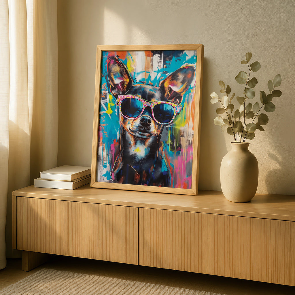 Playful Dog Wall Art, Colourful Pet Print, Funky Dog Portrait, Modern Home Decor, Pet Lover Gift