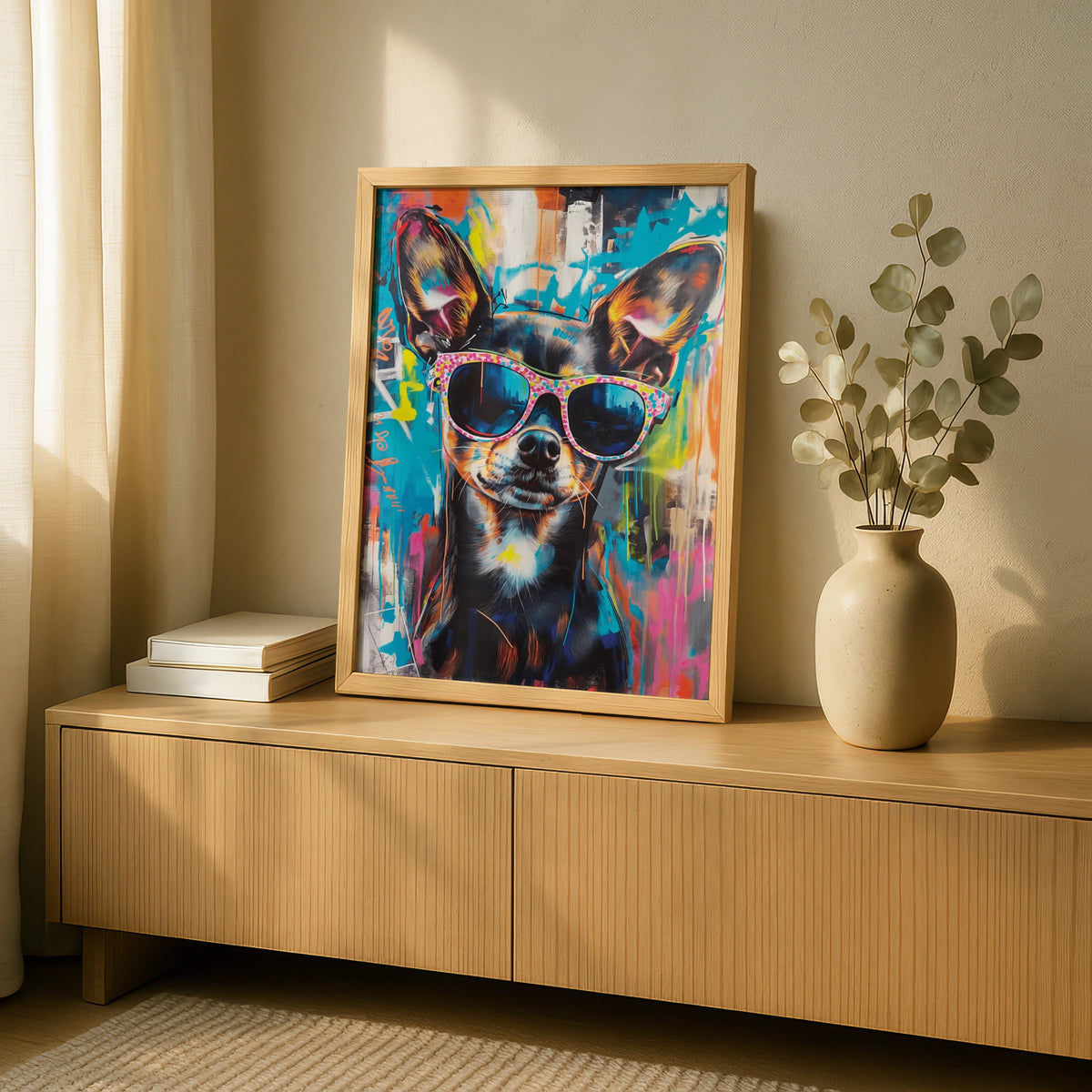 Playful Dog Wall Art, Colourful Pet Print, Funky Dog Portrait, Modern Home Decor, Pet Lover Gift