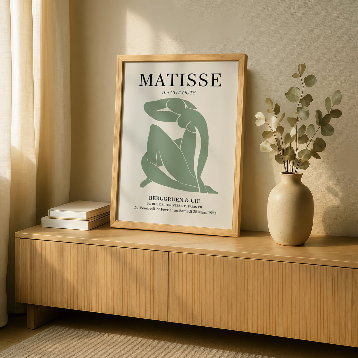 Matisse Cut-Out Art Print, Abstract Figure Poster, Minimalist Wall Decor, Green Nude Silhouette