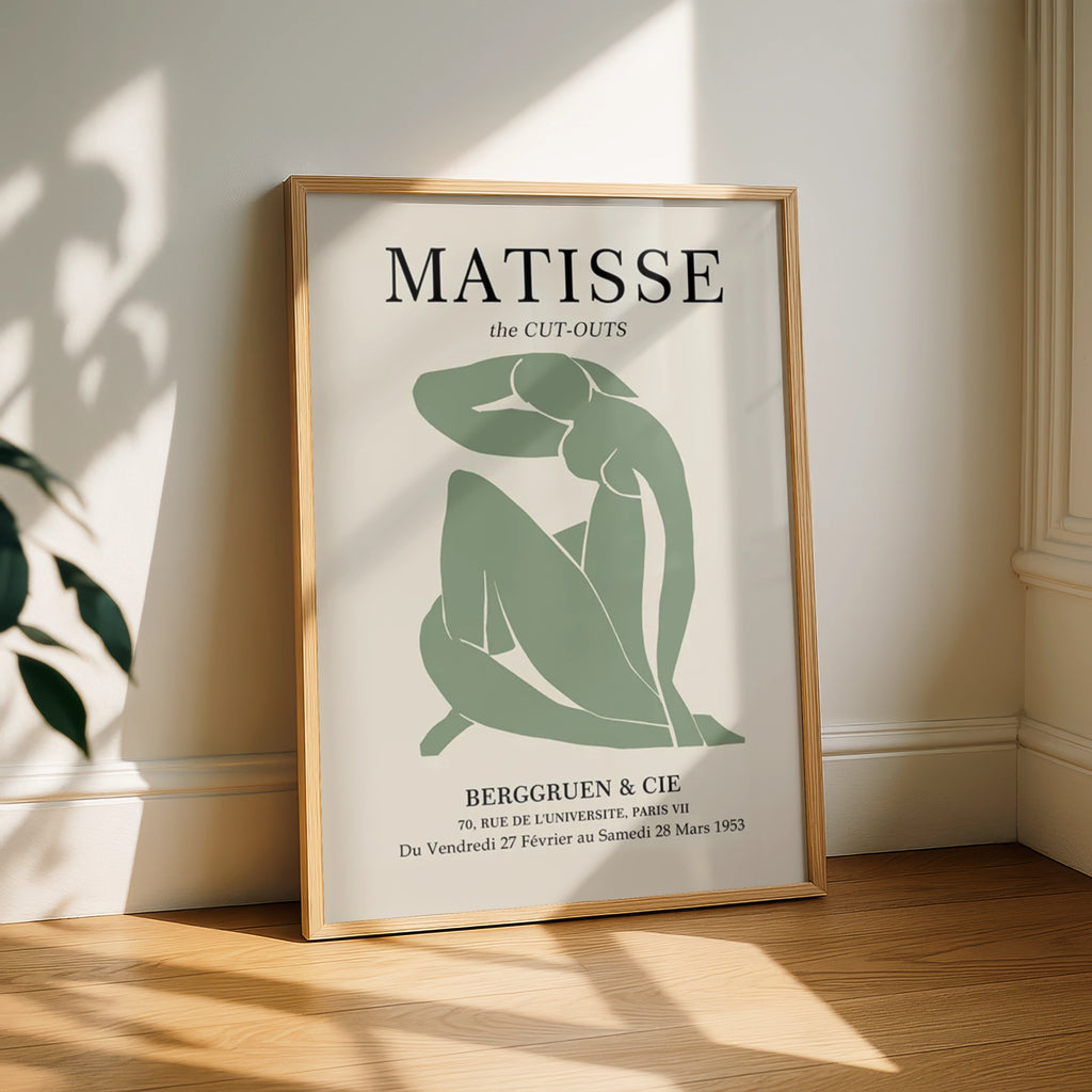 Matisse Cut-Out Art Print, Abstract Figure Poster, Minimalist Wall Decor, Green Nude Silhouette
