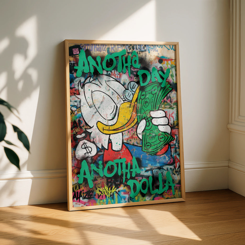 Another Day, Another Dollar Street Art Poster, Urban Wall Decor, Colourful Graffiti Art Print