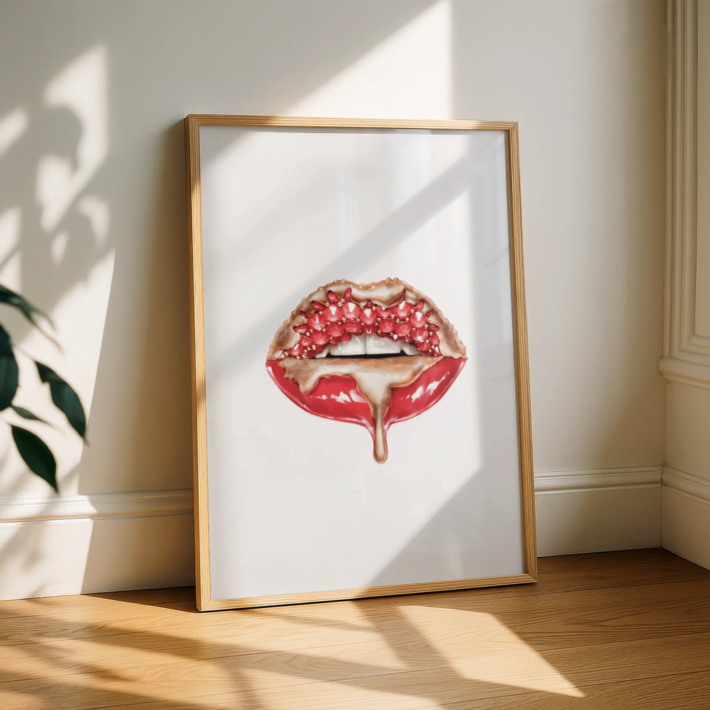 Red Kisses Wall Art, Glamorous Lips Print, Bold Beauty Decor, Modern Minimalist Poster for Bedroom