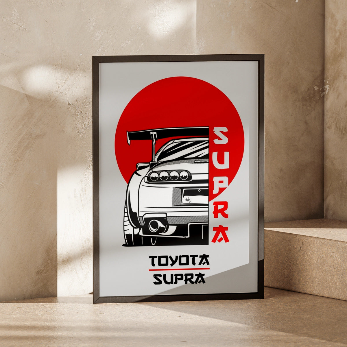 Toyota Supra Art Print, Sports Car Wall Decor, Graphic Poster for Car Enthusiasts, Retro Design