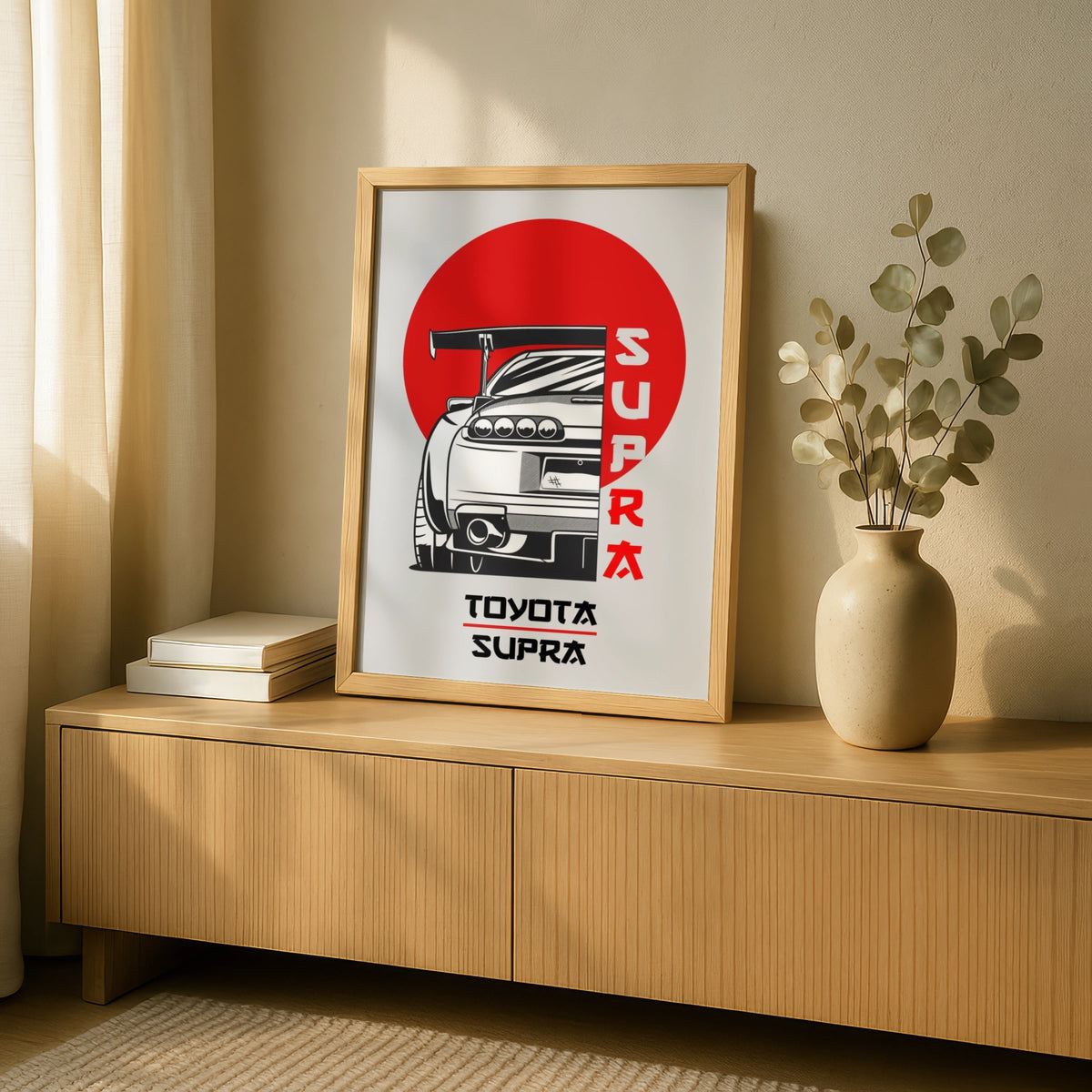 Toyota Supra Art Print, Sports Car Wall Decor, Graphic Poster for Car Enthusiasts, Retro Design