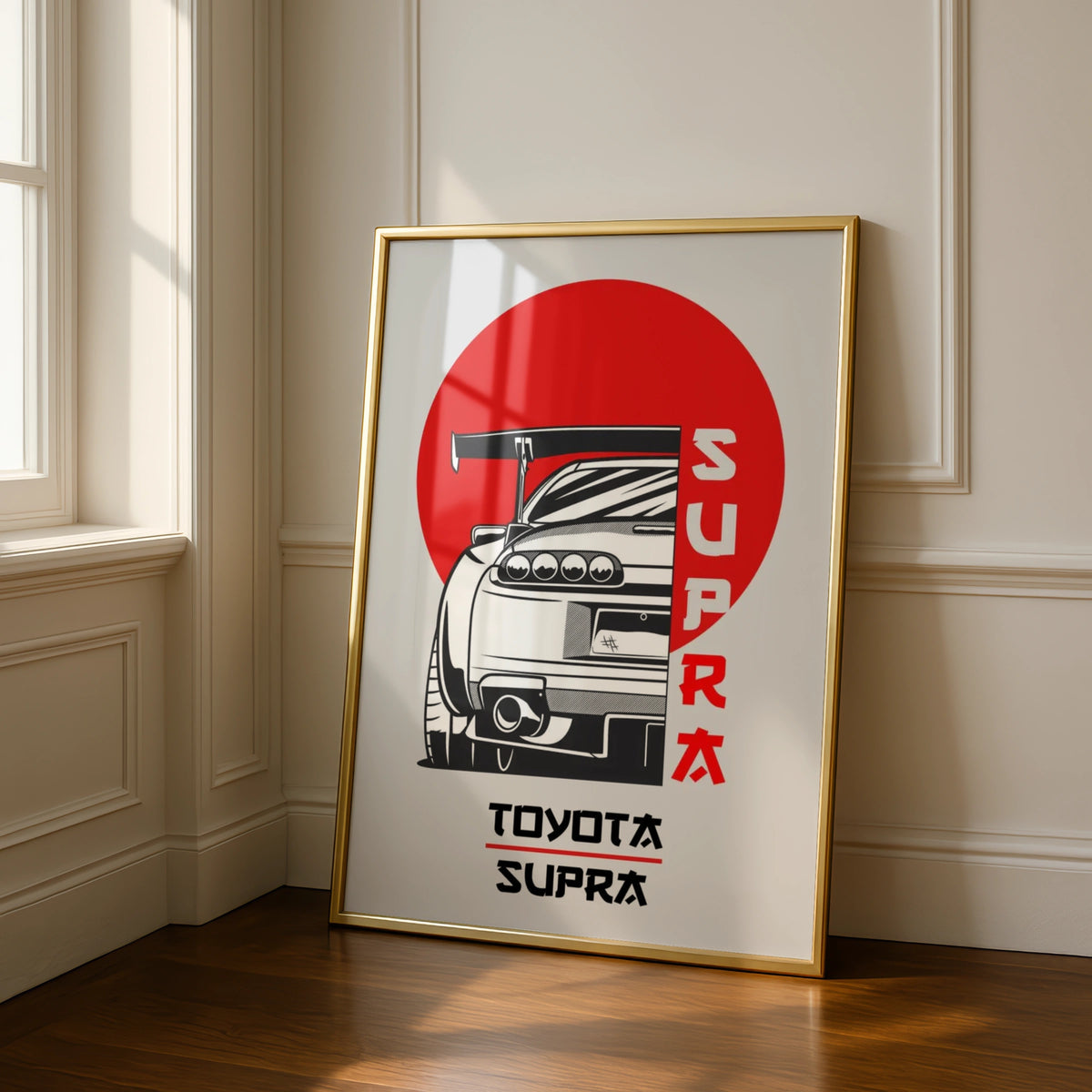 Toyota Supra Art Print, Sports Car Wall Decor, Graphic Poster for Car Enthusiasts, Retro Design