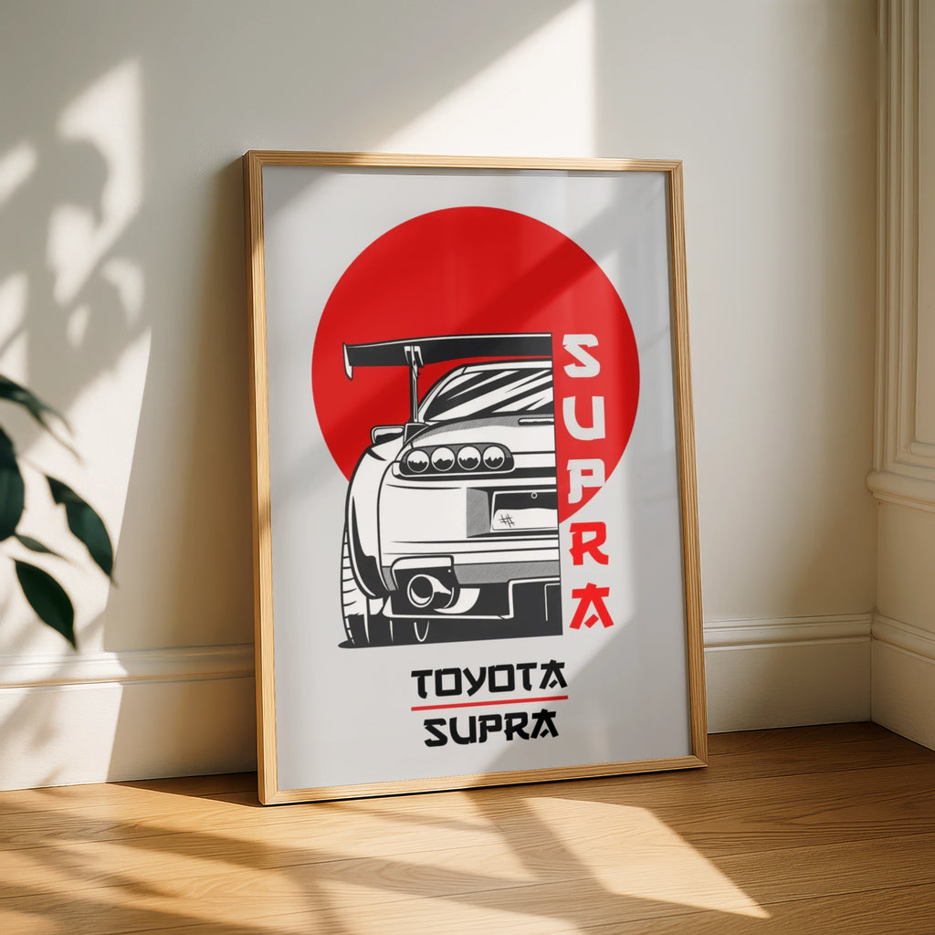 Toyota Supra Art Print, Sports Car Wall Decor, Graphic Poster for Car Enthusiasts, Retro Design