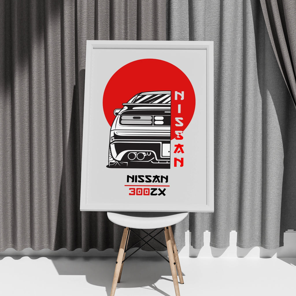 Nissan 300ZX Wall Art, Classic Car Poster, Minimalist Automotive Decor, Retro Style Print