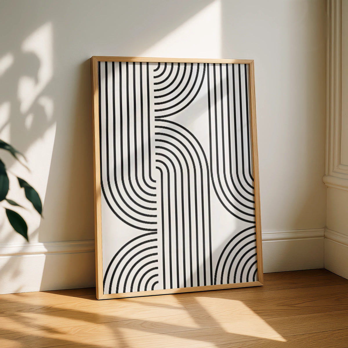 Minimalist Black and White Line Art Print, Geometric Abstract Poster for Modern Home Decor