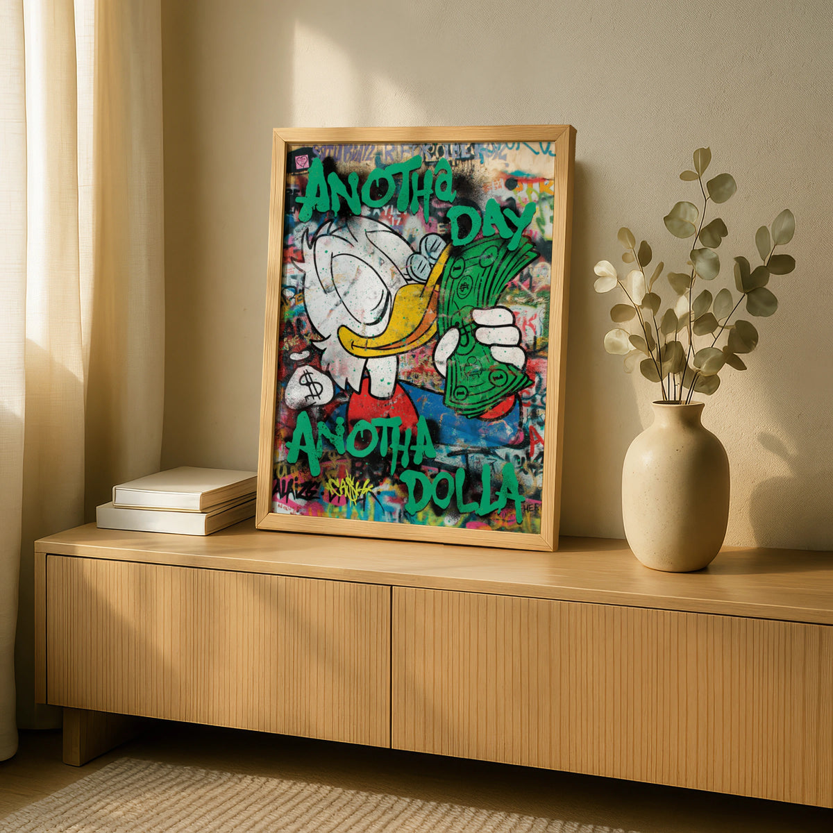 Another Day, Another Dollar Street Art Poster, Urban Wall Decor, Colourful Graffiti Art Print