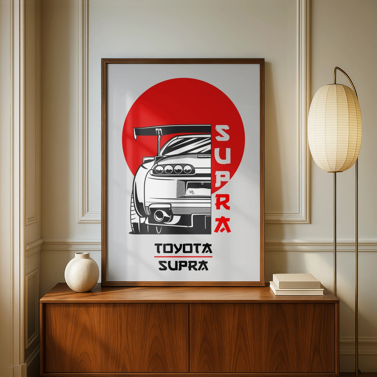 Toyota Supra Art Print, Sports Car Wall Decor, Graphic Poster for Car Enthusiasts, Retro Design