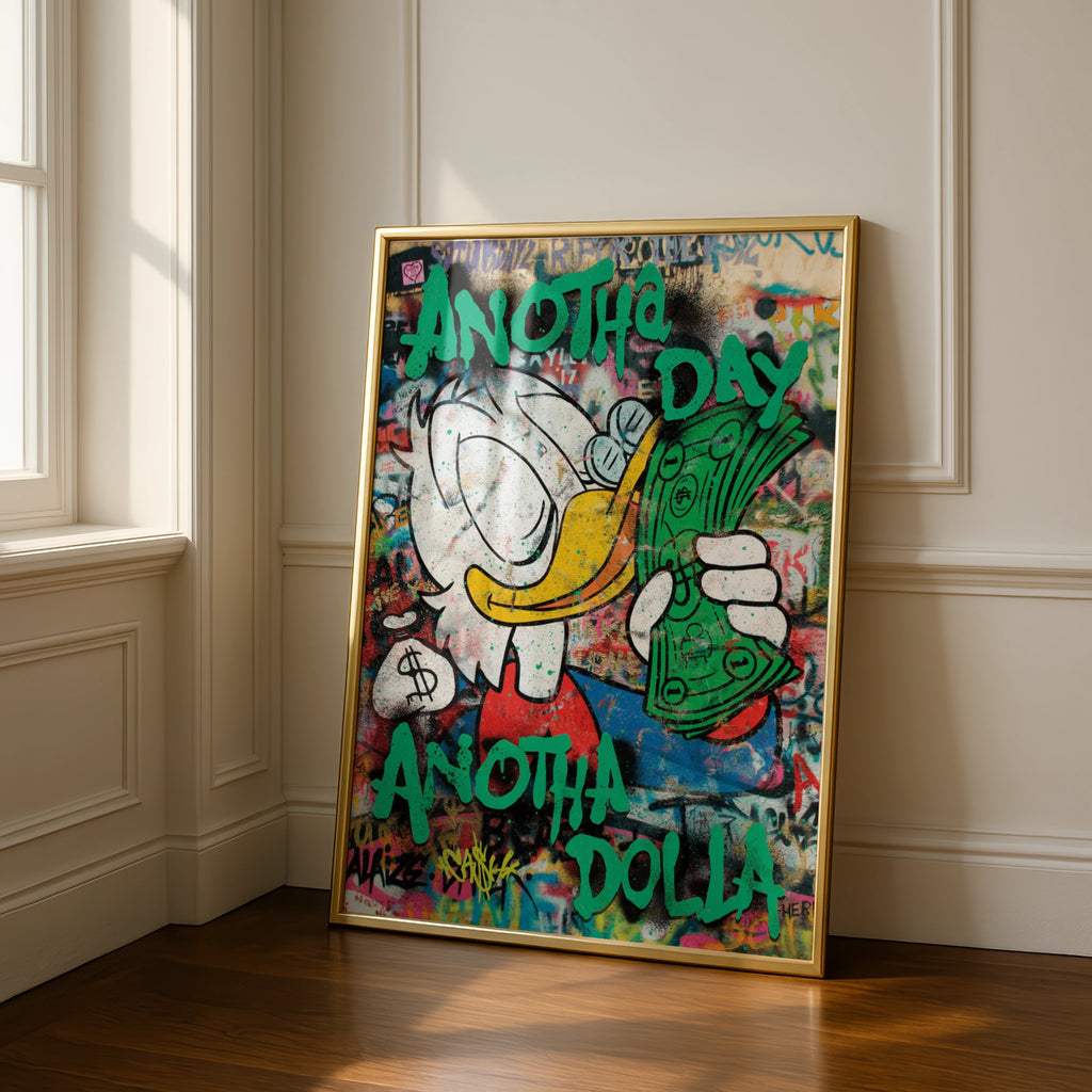 Another Day, Another Dollar Street Art Poster, Urban Wall Decor, Colourful Graffiti Art Print
