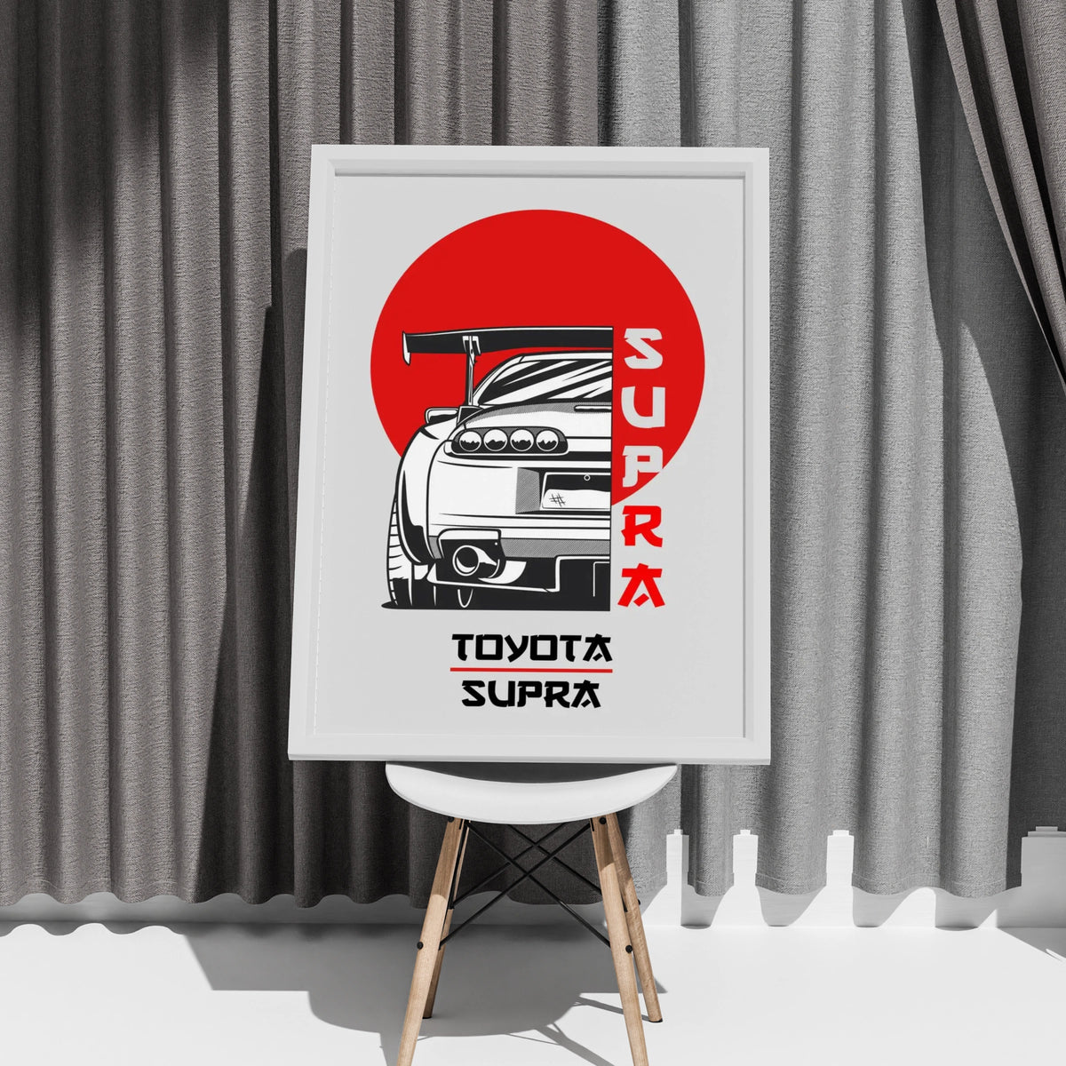 Toyota Supra Art Print, Sports Car Wall Decor, Graphic Poster for Car Enthusiasts, Retro Design