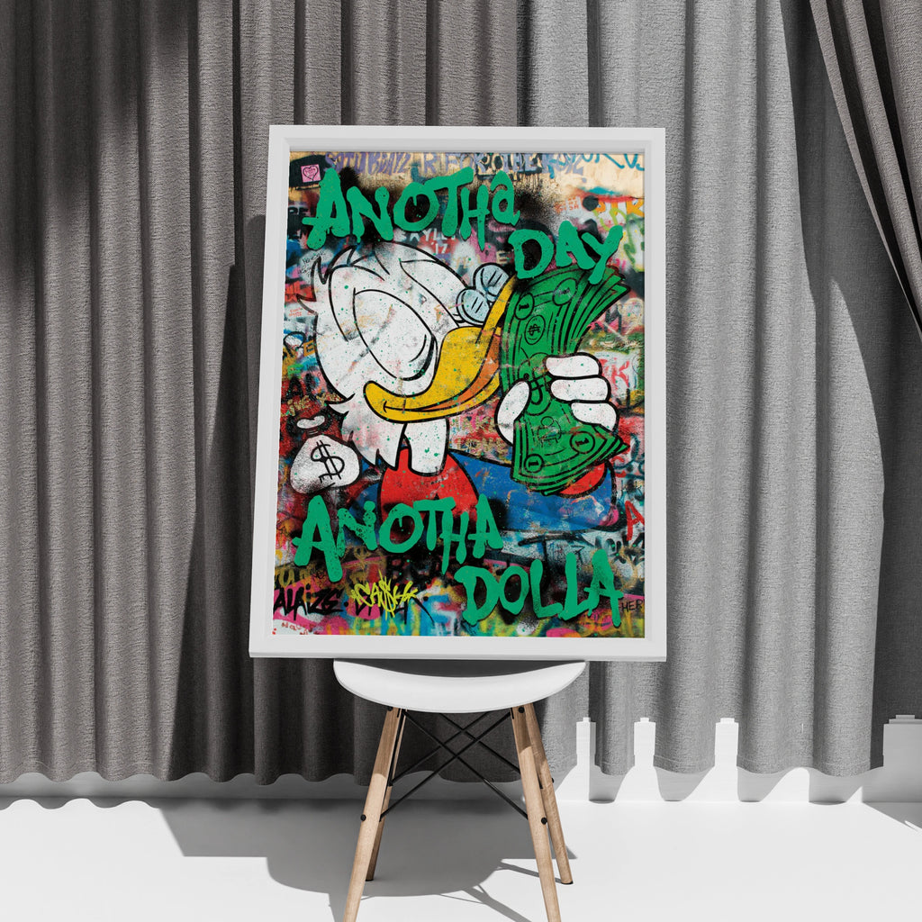 Another Day, Another Dollar Street Art Poster, Urban Wall Decor, Colourful Graffiti Art Print