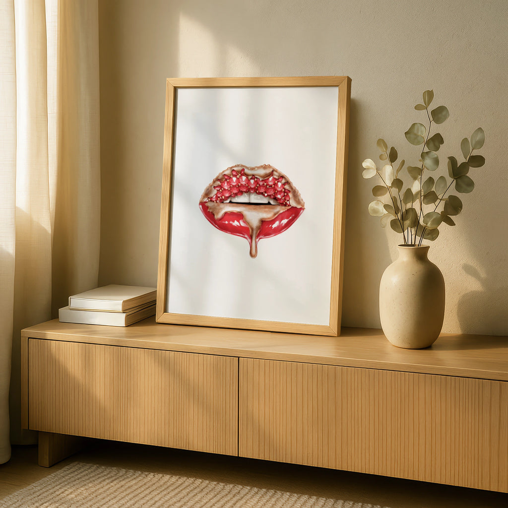 Red Kisses Wall Art, Glamorous Lips Print, Bold Beauty Decor, Modern Minimalist Poster for Bedroom