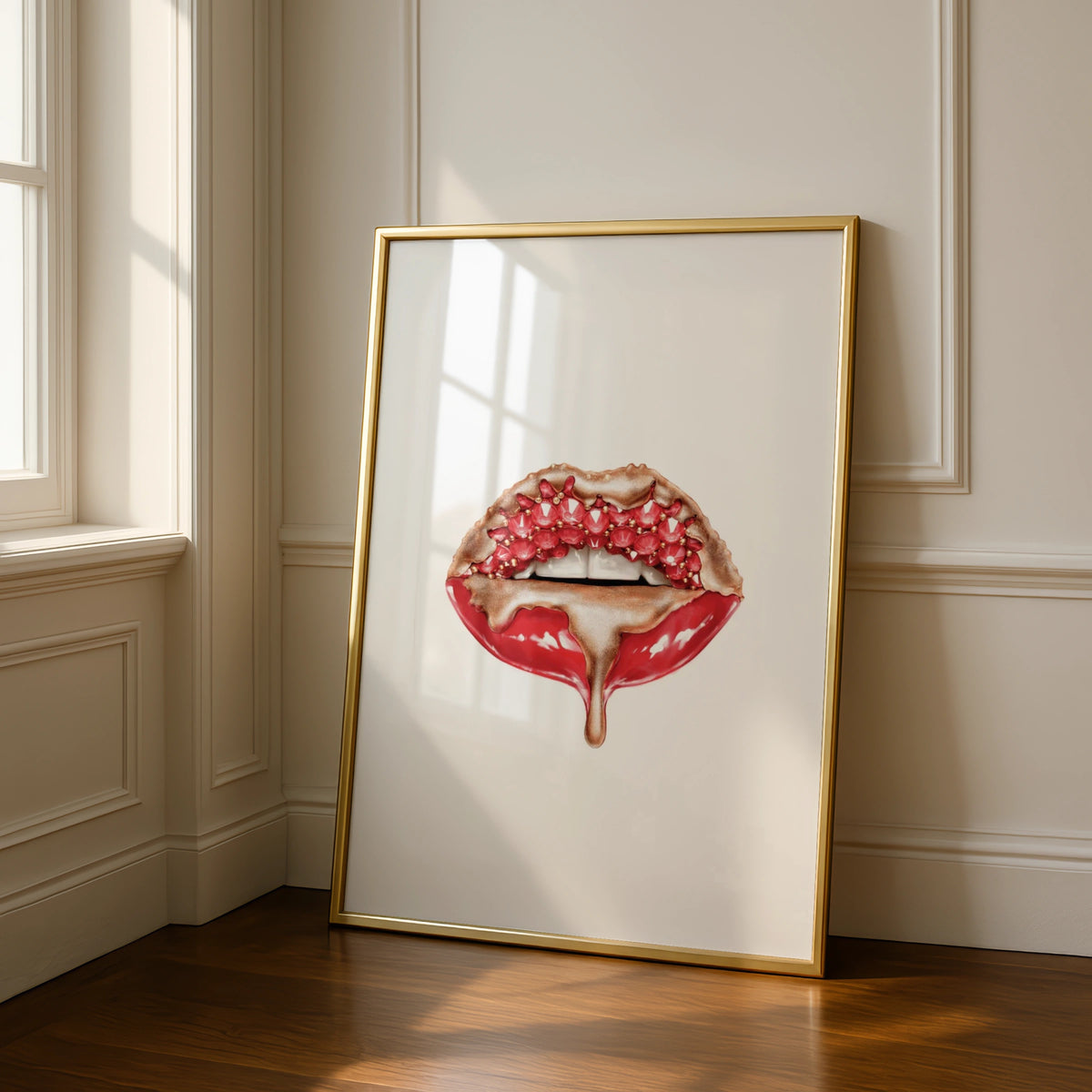 Red Kisses Wall Art, Glamorous Lips Print, Bold Beauty Decor, Modern Minimalist Poster for Bedroom