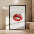 Red Kisses Wall Art, Glamorous Lips Print, Bold Beauty Decor, Modern Minimalist Poster for Bedroom
