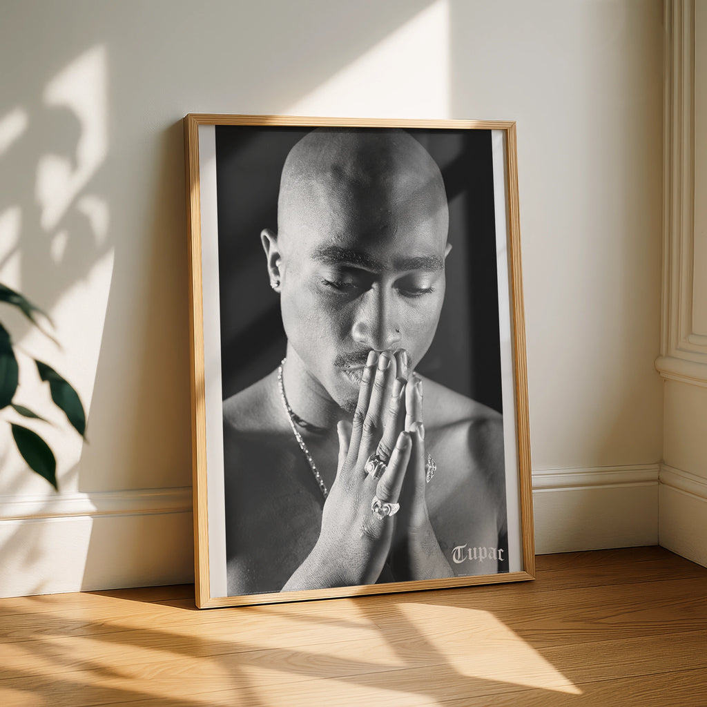 Tupac Shakur Prayer, Iconic Black and White Wall Art, Classic Hip Hop Poster, Music Legend Decor