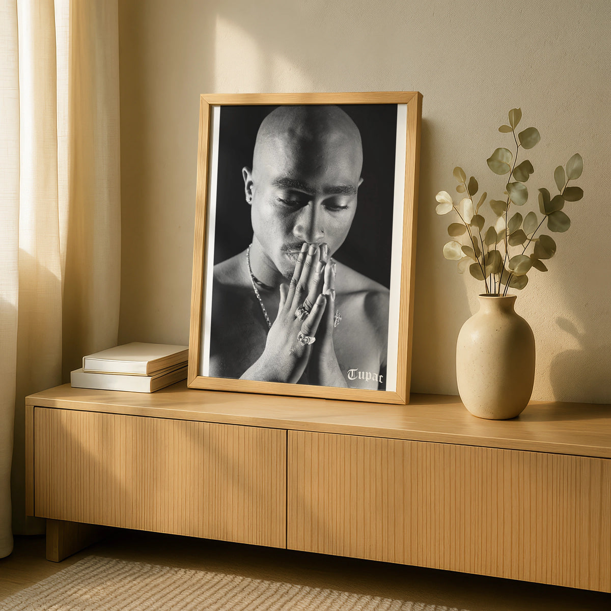 Tupac Shakur Prayer, Iconic Black and White Wall Art, Classic Hip Hop Poster, Music Legend Decor