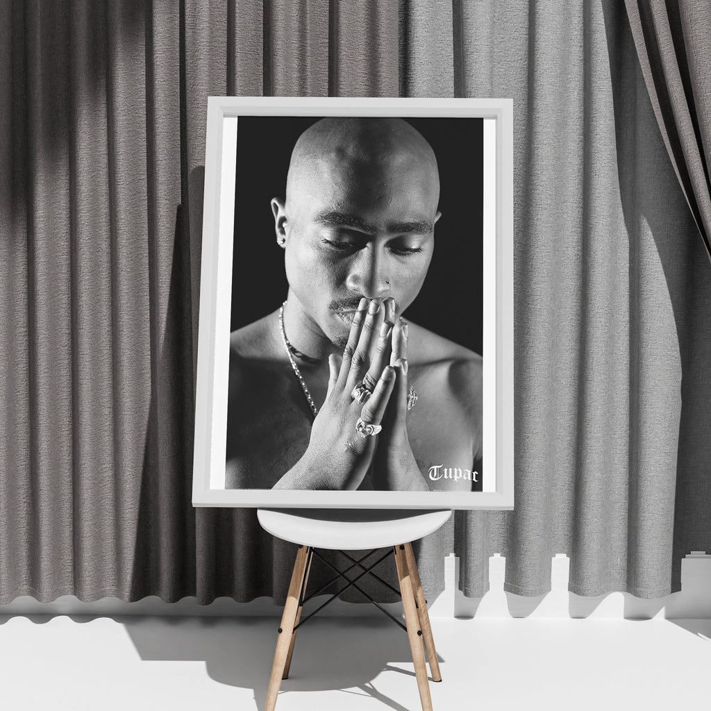 Tupac Shakur Prayer, Iconic Black and White Wall Art, Classic Hip Hop Poster, Music Legend Decor