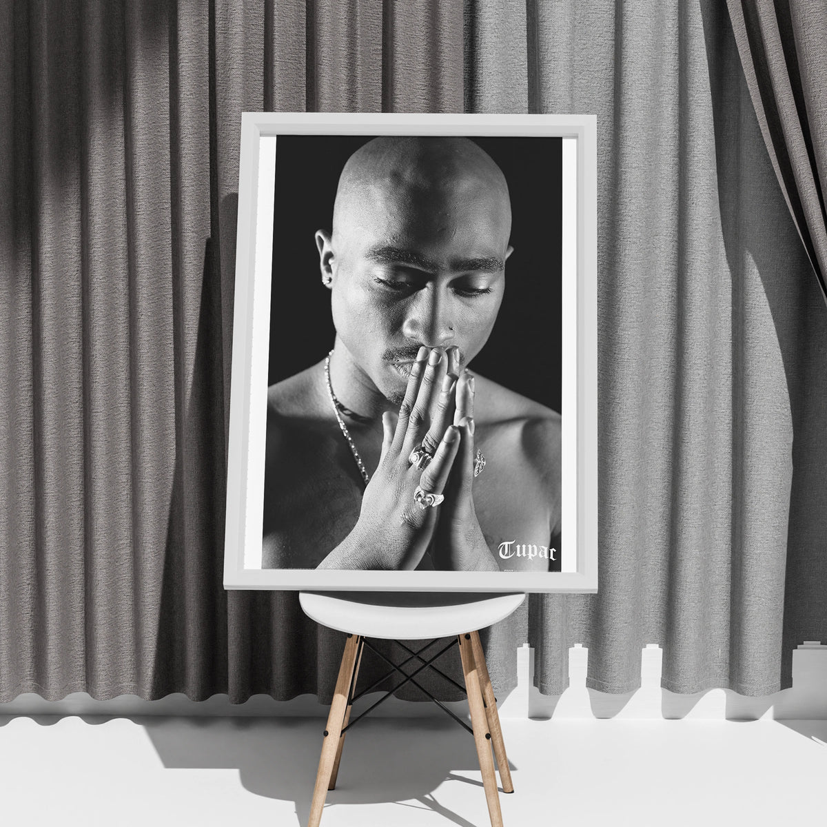 Tupac Shakur Prayer, Iconic Black and White Wall Art, Classic Hip Hop Poster, Music Legend Decor