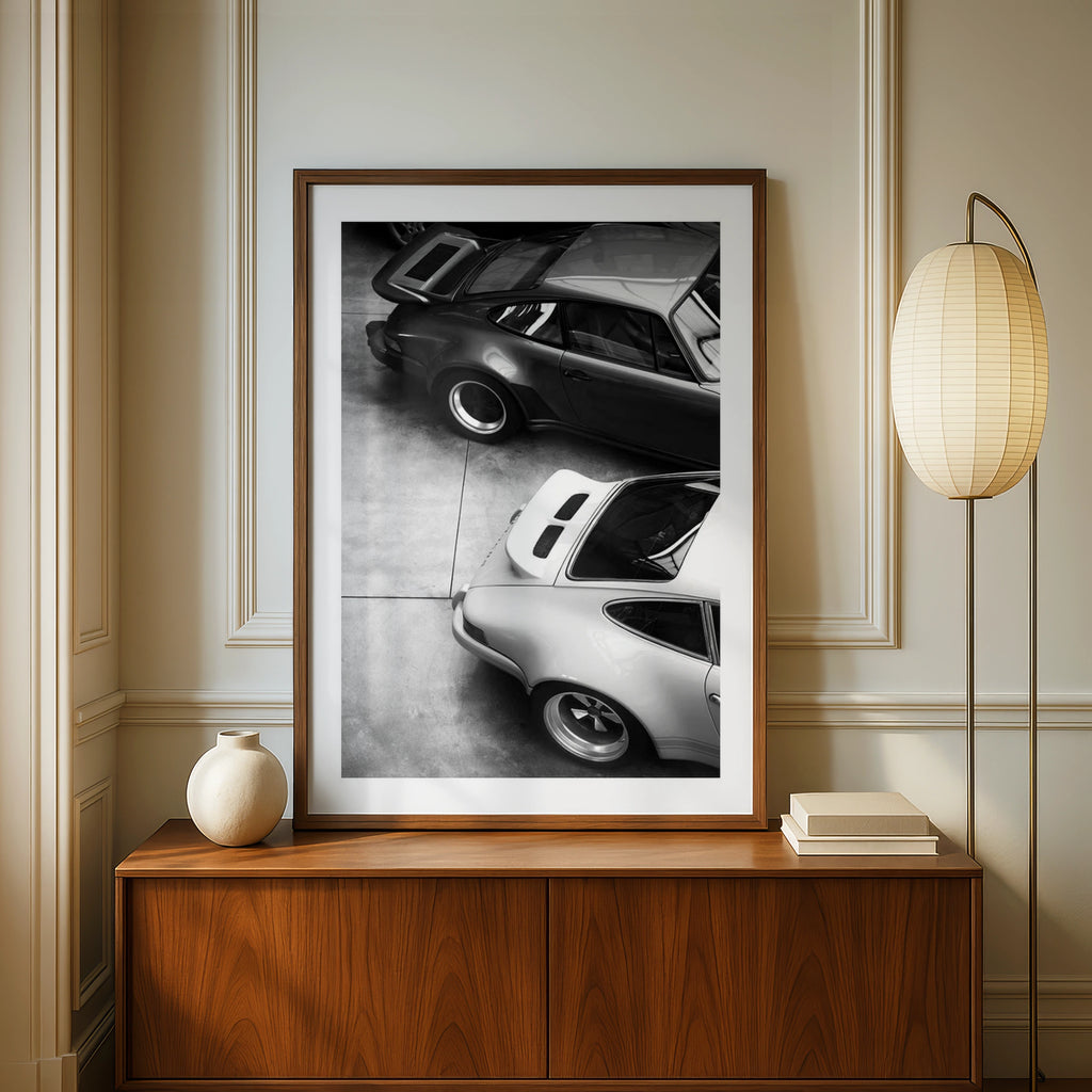 Porsche 911 Black White Poster, Classic Car Wall Art, Vintage Sports Car Print