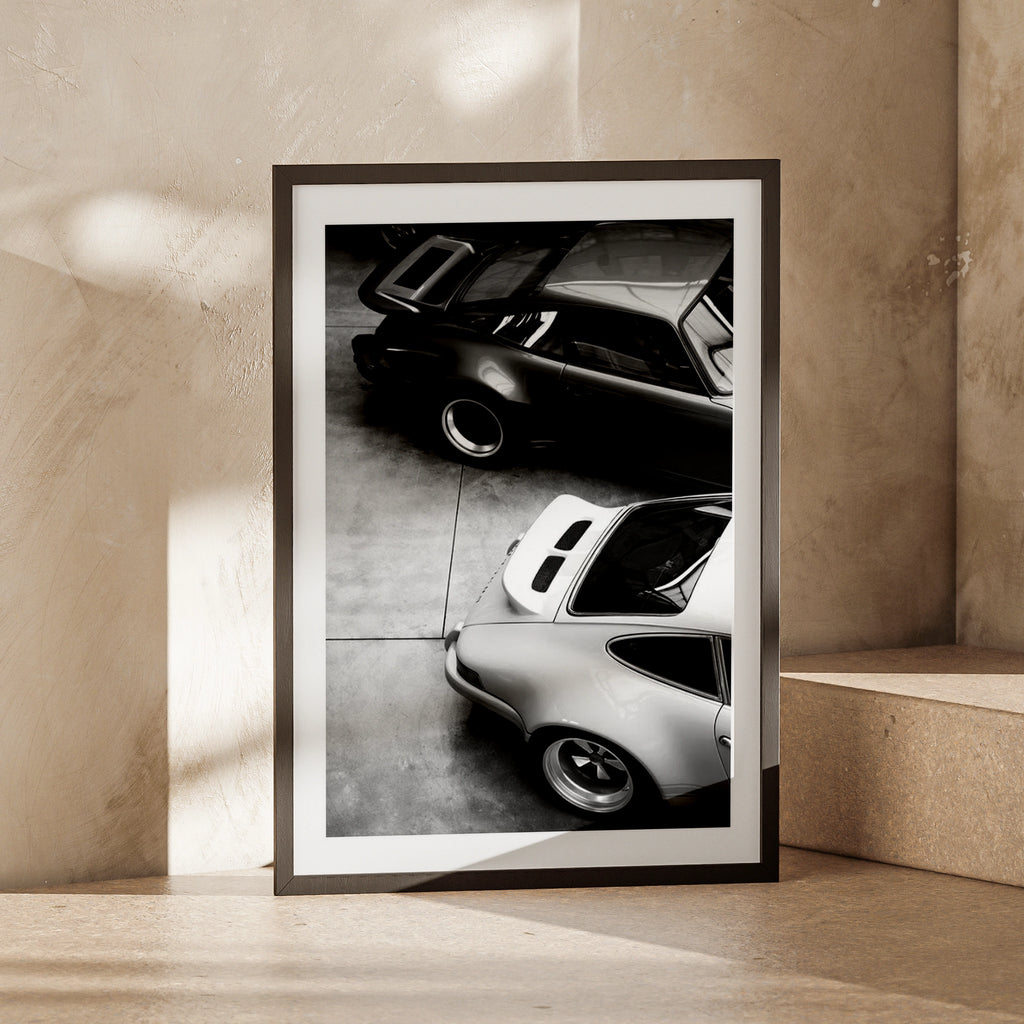 Porsche 911 Black White Poster, Classic Car Wall Art, Vintage Sports Car Print