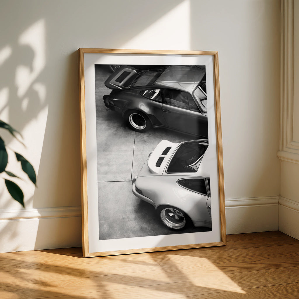 Porsche 911 Black White Poster, Classic Car Wall Art, Vintage Sports Car Print
