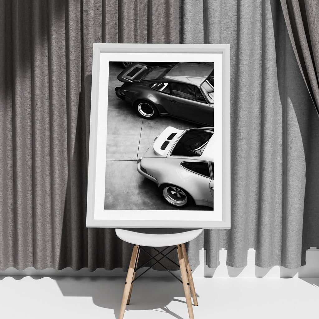 Porsche 911 Black White Poster, Classic Car Wall Art, Vintage Sports Car Print