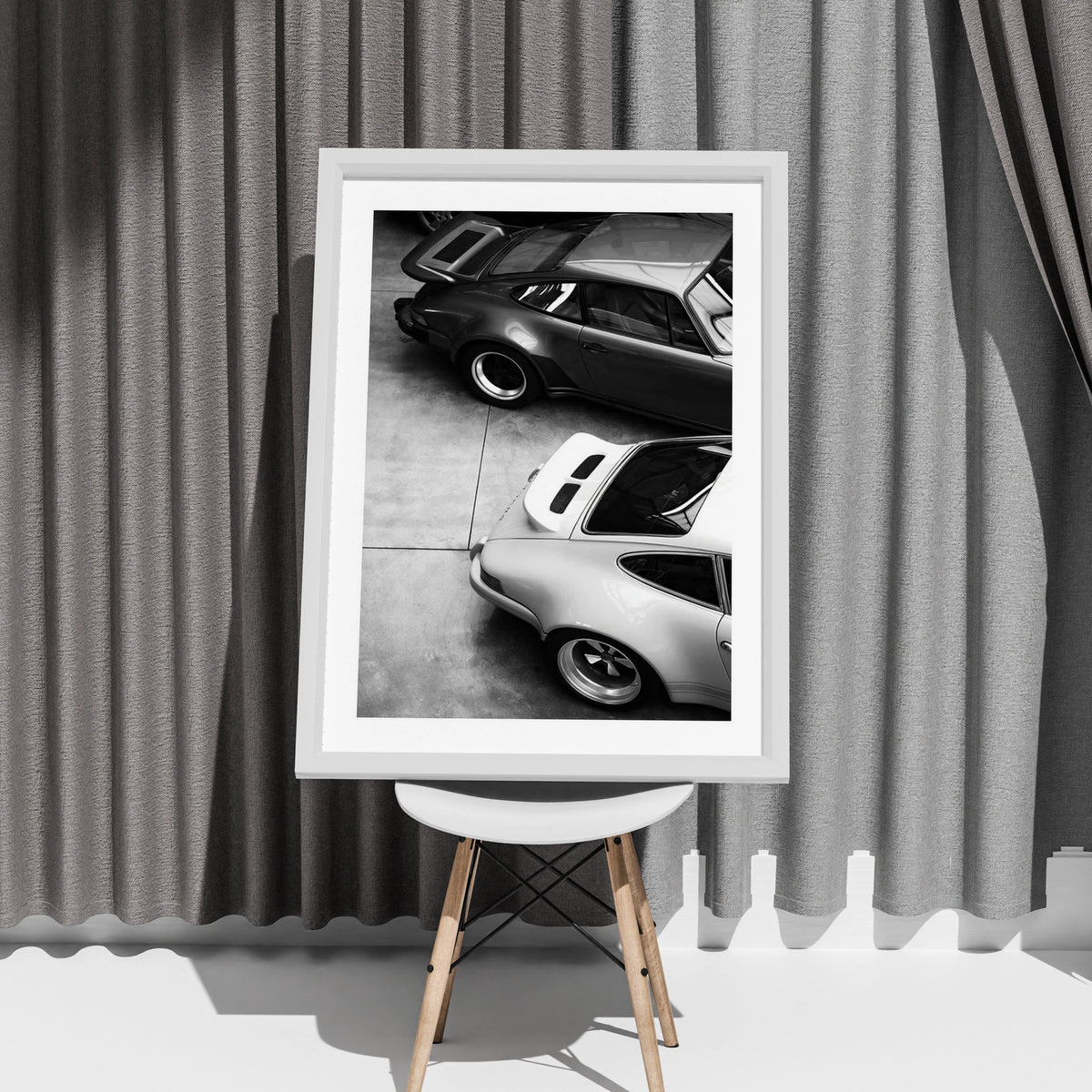 Porsche 911 Black White Poster, Classic Car Wall Art, Vintage Sports Car Print