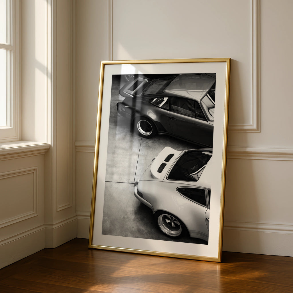 Porsche 911 Black White Poster, Classic Car Wall Art, Vintage Sports Car Print