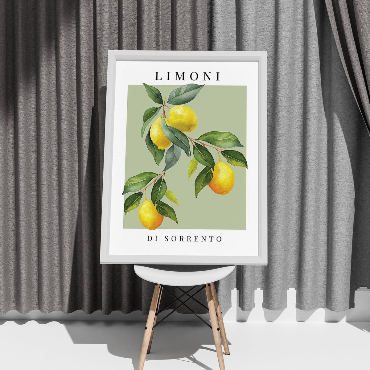 Limoni di Sorrento Lemon Print, Italian Botanical Wall Art, Sage Green Kitchen Poster