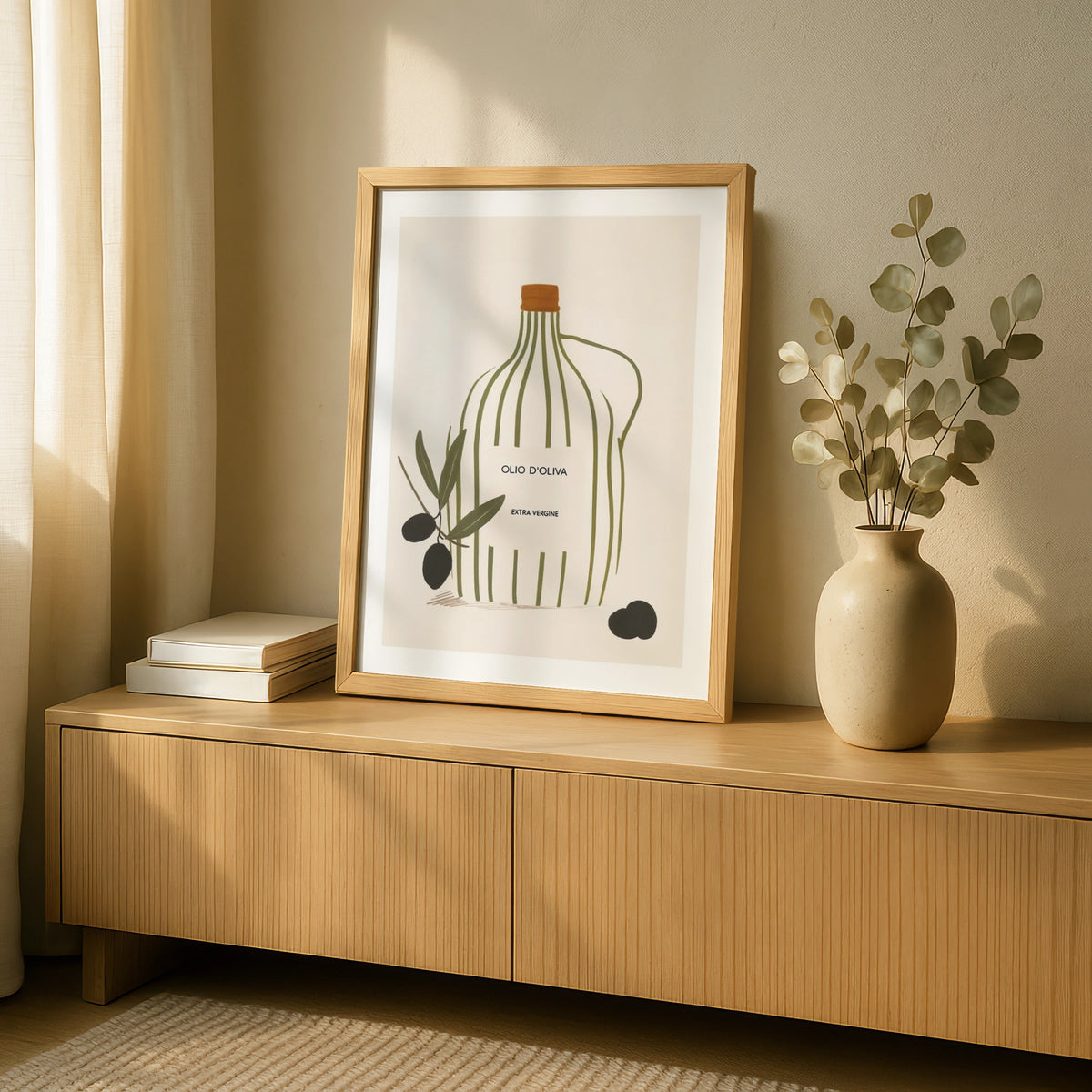 Olive Oil Poster, Italian Kitchen Wall Art, Olio d'Oliva Print, Minimalist Food Decor