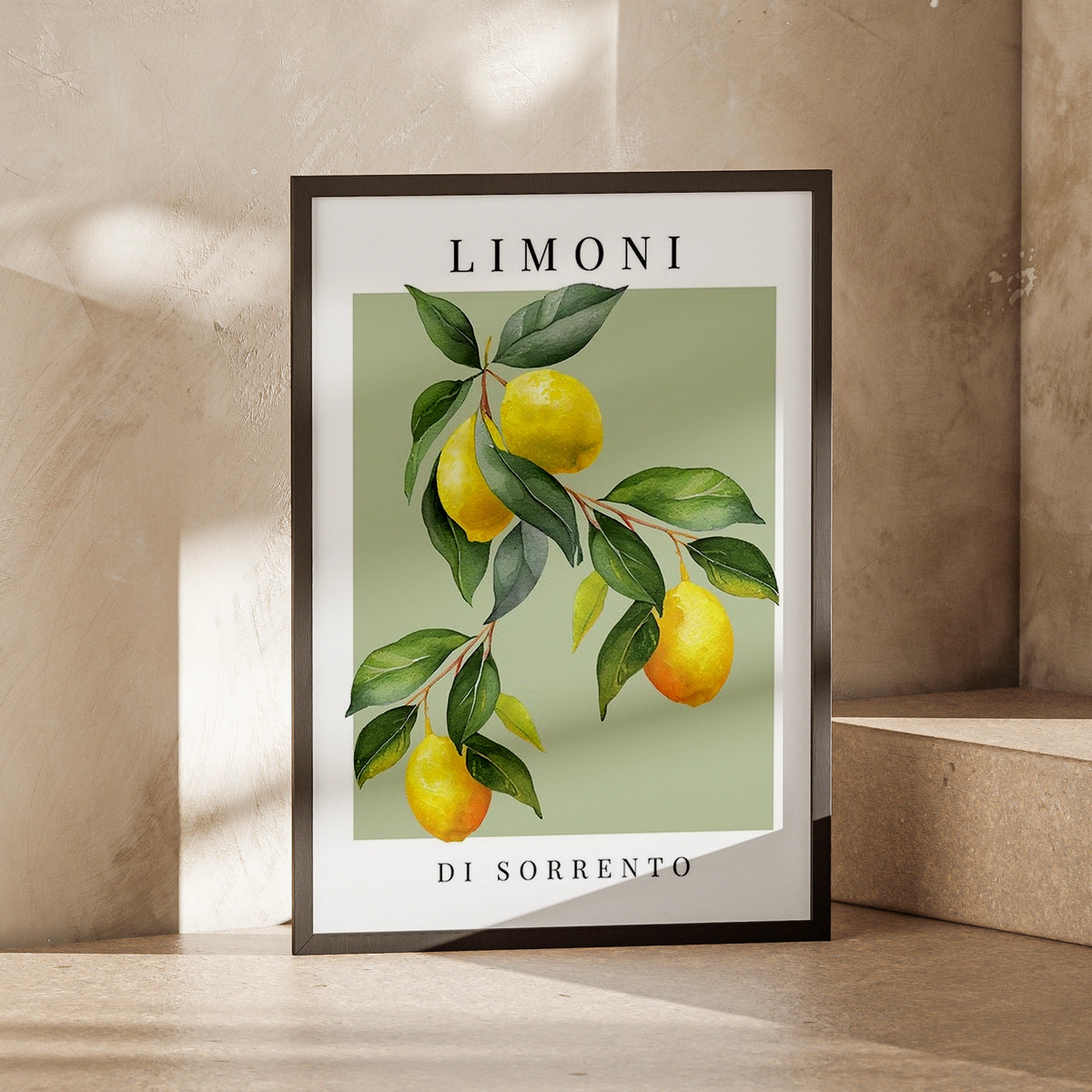 Limoni di Sorrento Lemon Print, Italian Botanical Wall Art, Sage Green Kitchen Poster