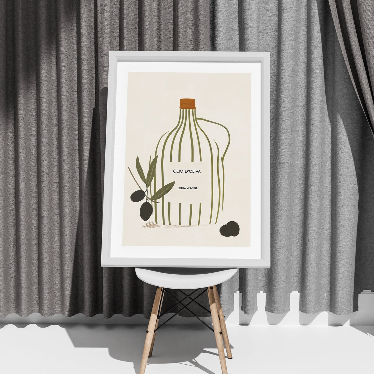 Olive Oil Poster, Italian Kitchen Wall Art, Olio d'Oliva Print, Minimalist Food Decor