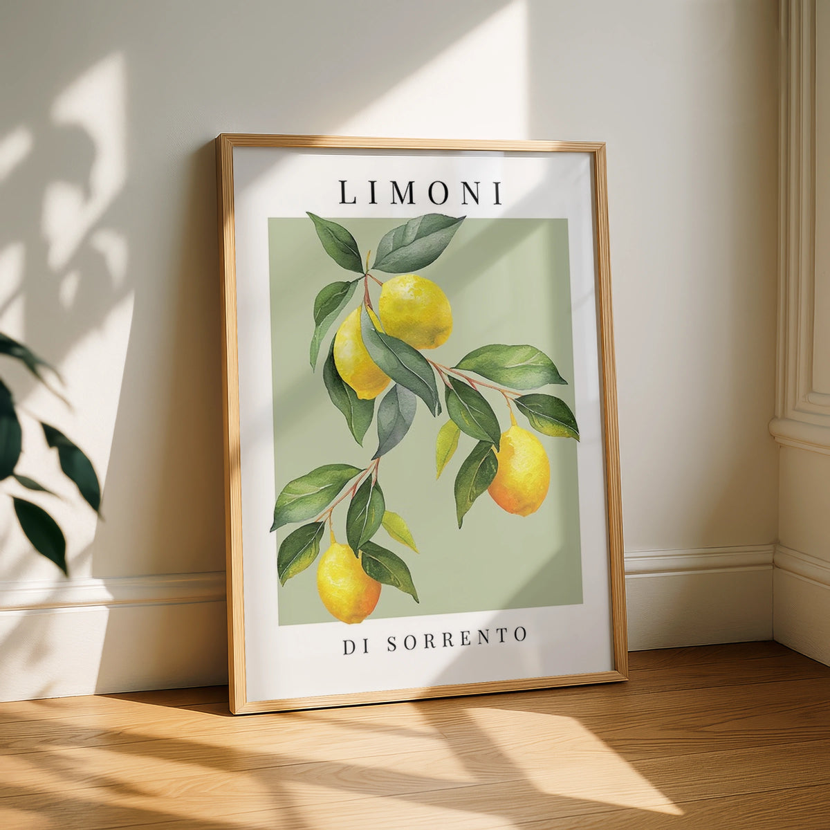 Limoni di Sorrento Lemon Print, Italian Botanical Wall Art, Sage Green Kitchen Poster