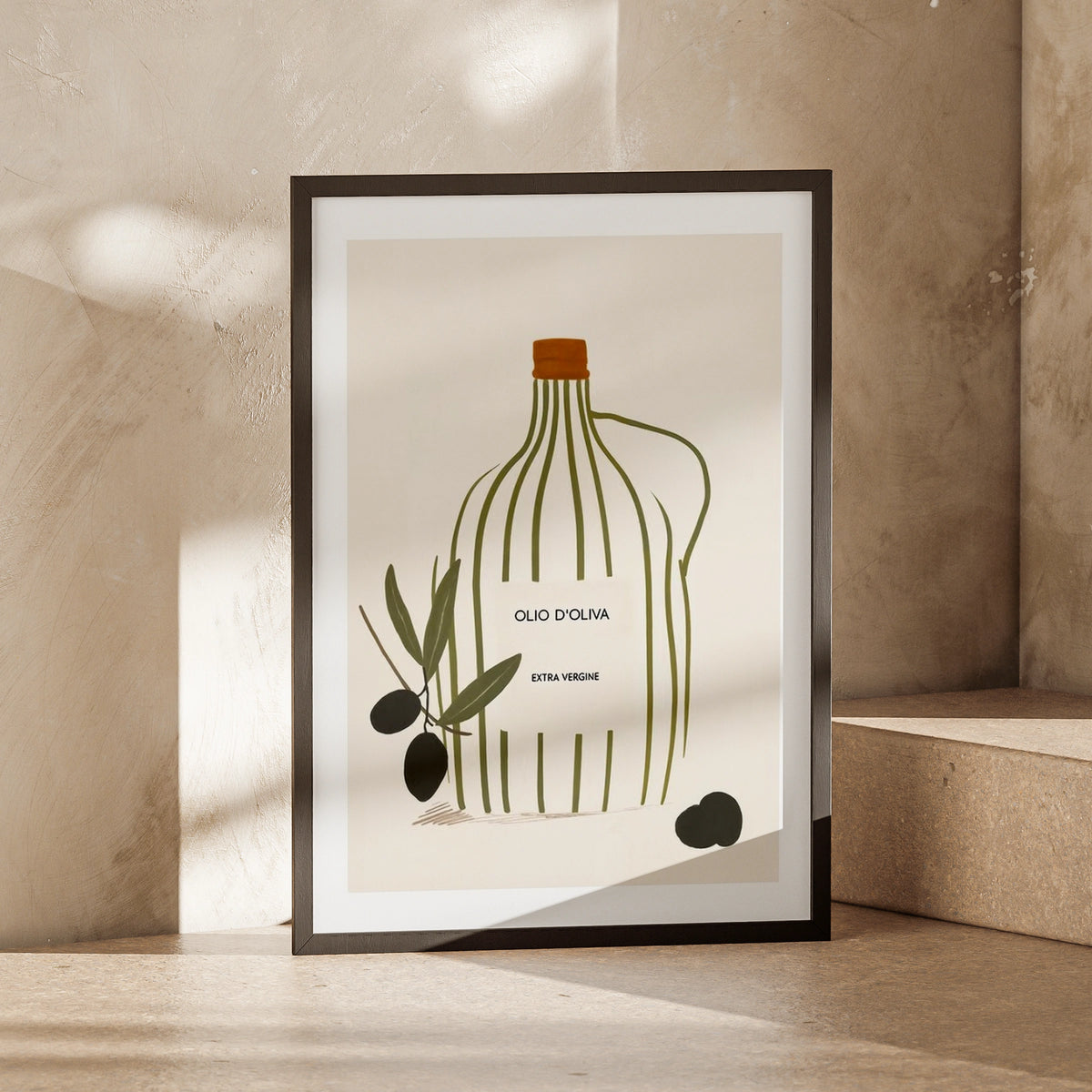 Olive Oil Poster, Italian Kitchen Wall Art, Olio d'Oliva Print, Minimalist Food Decor