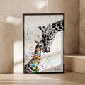 Giraffe Mother Baby Poster, Colourful Wildlife Wall Art, Animal Print, Nursery Decor
