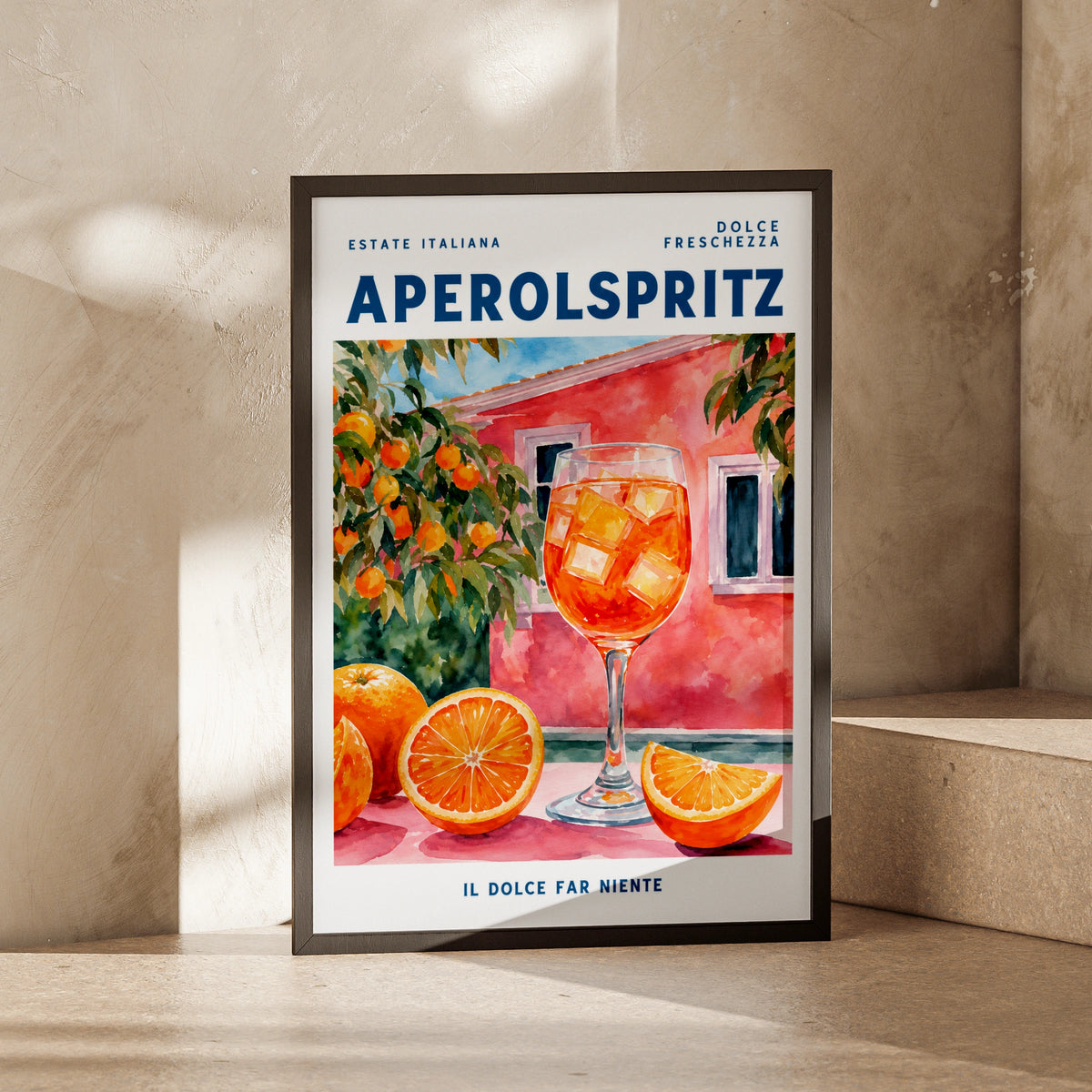Aperol Spritz Poster, Italian Summer Cocktail Wall Art, Watercolour Bar Print, Kitchen Decor