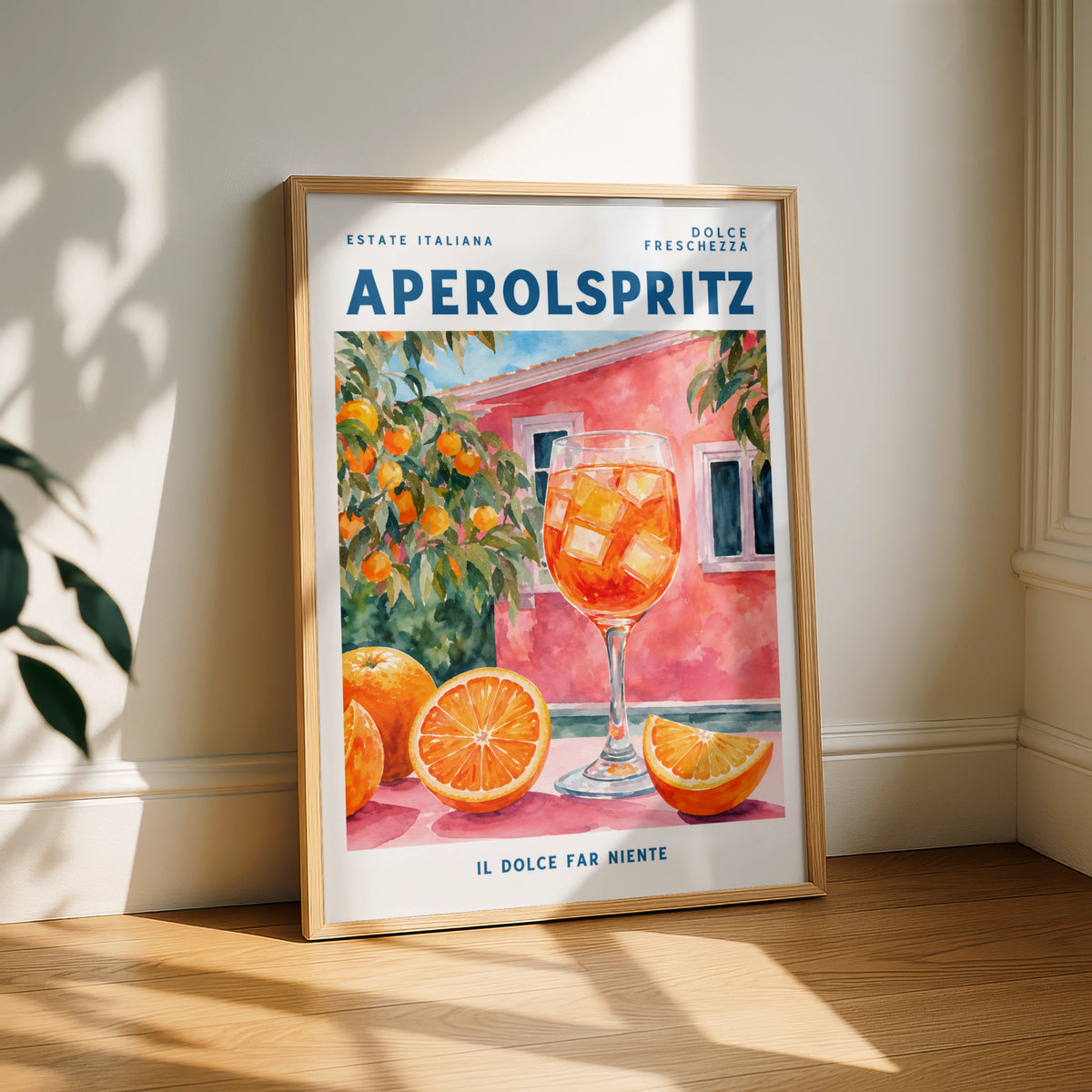 Aperol Spritz Poster, Italian Summer Cocktail Wall Art, Watercolour Bar Print, Kitchen Decor